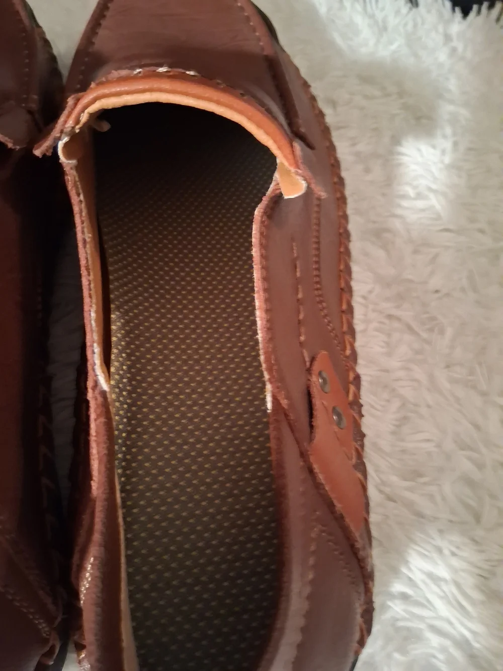 100% CAOUTCHOUC Men's Casual Brown Slip-On Leather Loafers